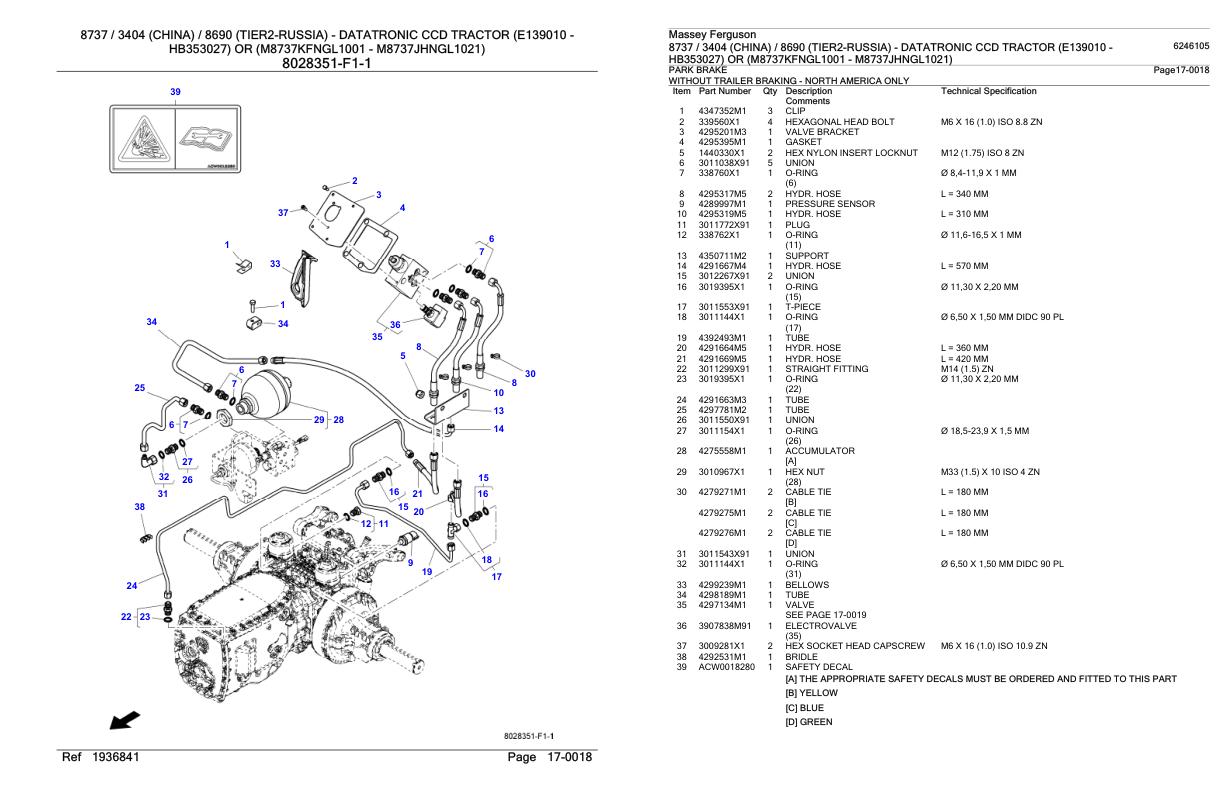 Massey Ferguson 8737 3404 China 8690 Russia Datatronic CCD Tractor Parts Catalog 6246105 1