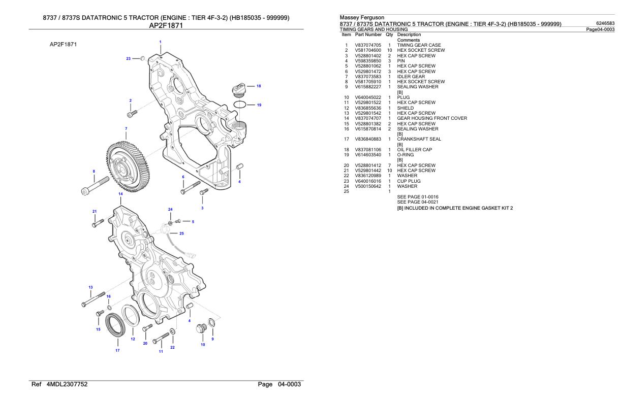 Massey Ferguson 8737 8737s Datatronic 5 Tractor Parts Catalog 6246583 1
