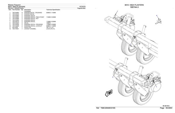 Massey Ferguson 8816 8824 Planter Parts Catalog 00732078 2