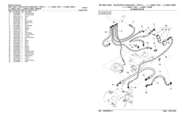 Massey Ferguson 8925 8926 Telescopic Handler Parts Catalog 3906240 1