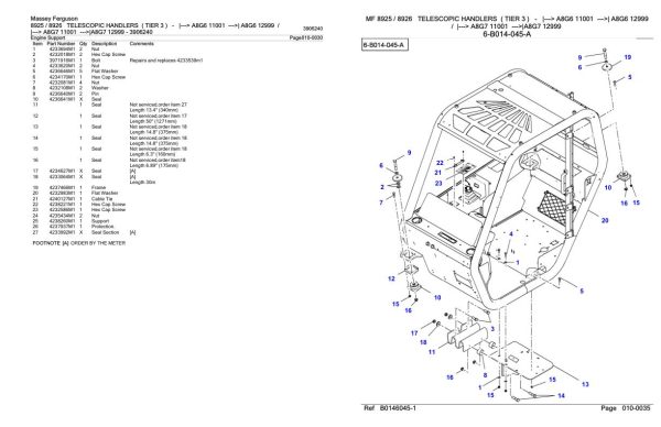 Massey Ferguson 8925 8926 Telescopic Handler Parts Catalog 3906240 2