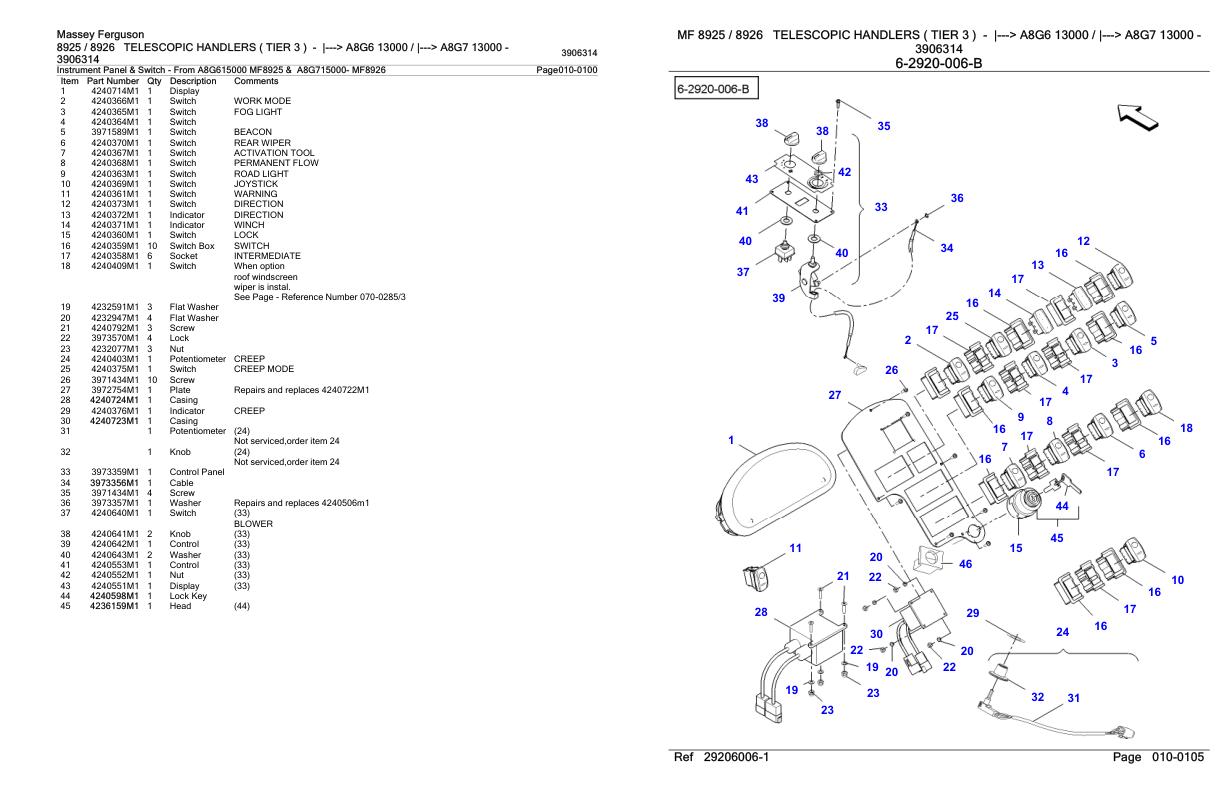 Massey Ferguson 8925 8926 Telescopic Handler Parts Catalog 3906314 1