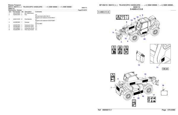 Massey Ferguson 89410 89410 L Telescopic Handler Parts Catalog 3906172 1