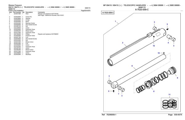 Massey Ferguson 89410 89410 L Telescopic Handler Parts Catalog 3906172 2