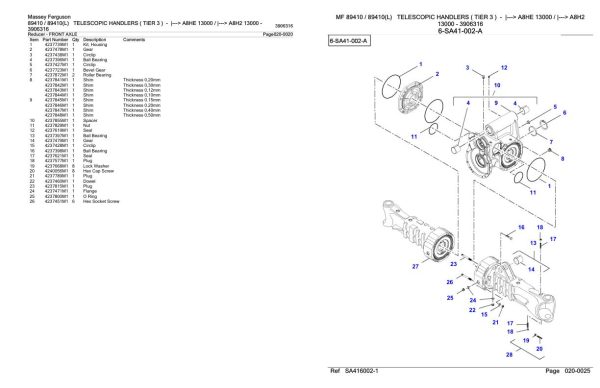 Massey Ferguson 89410 89410 L Telescopic Handler Parts Catalog 3906316 1