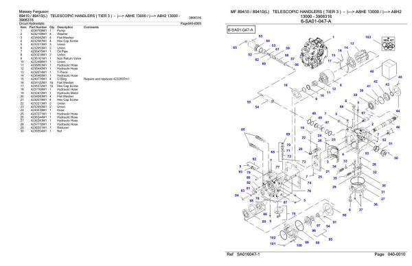 Massey Ferguson 89410 89410 L Telescopic Handler Parts Catalog 3906316 2