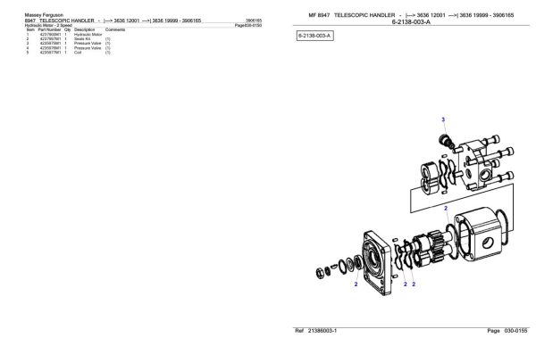 Massey Ferguson 8947 Telescopic Handler Parts Catalog 3906165 1