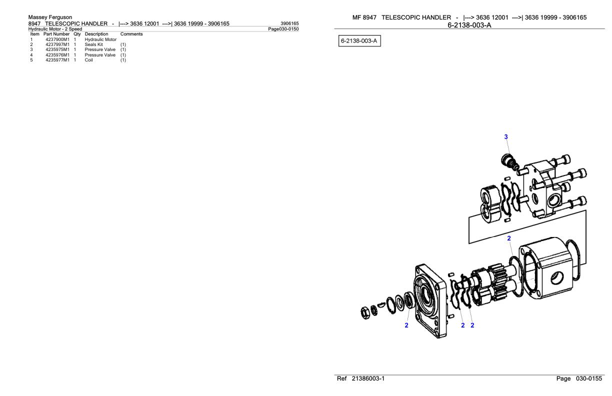 Massey Ferguson 8947 Telescopic Handler Parts Catalog 3906165 1