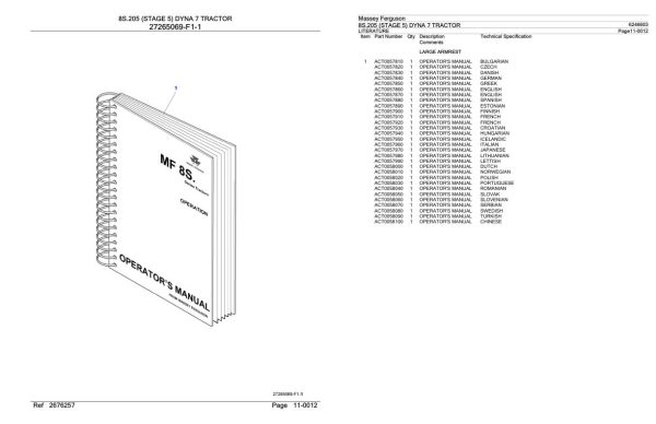 Massey Ferguson 8S.205 Tractor Parts Catalog 6246603 2