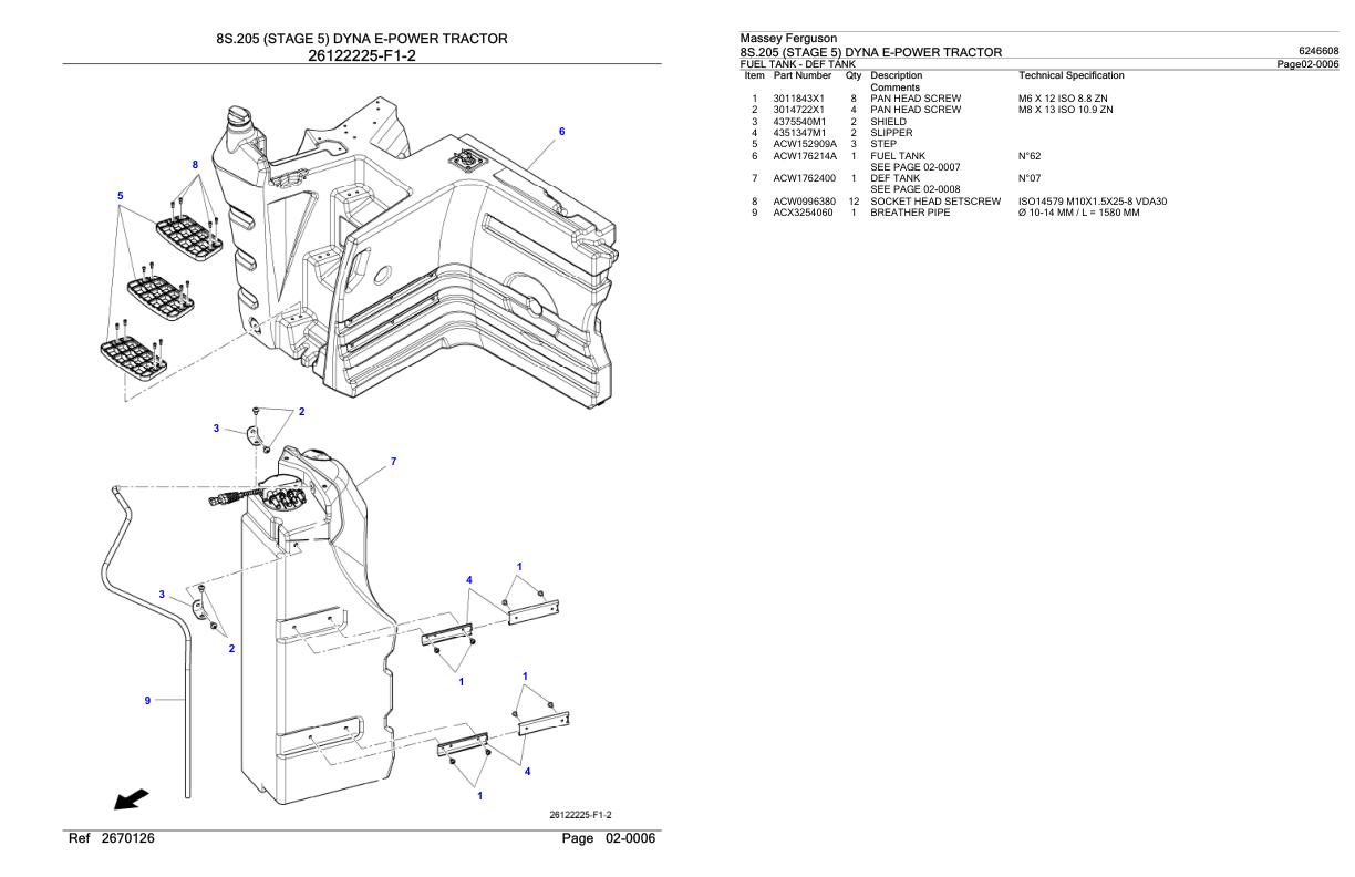 Massey Ferguson 8S.205 Tractor Parts Catalog 6246608 1
