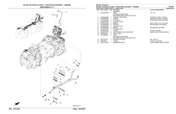 Massey Ferguson 8S.245 Tractor Parts Catalog 6246605 1