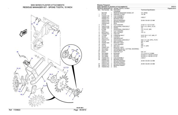 Massey Ferguson 9000 Series Planter Attachments Parts Catalog 652014 1
