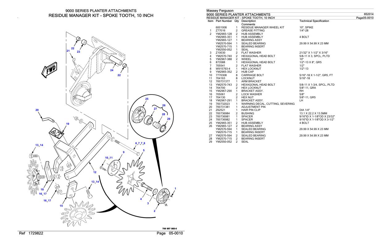 Massey Ferguson 9000 Series Planter Attachments Parts Catalog 652014 1