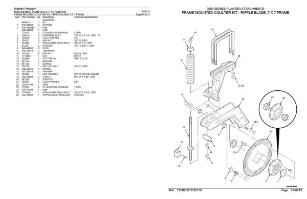 Massey Ferguson 9000 Series Planter Attachments Parts Catalog 652014 2