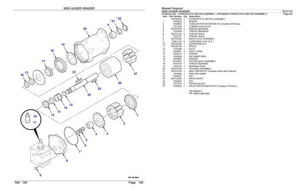 Massey Ferguson 9025 Auger Header Parts Catalog 00727145 1