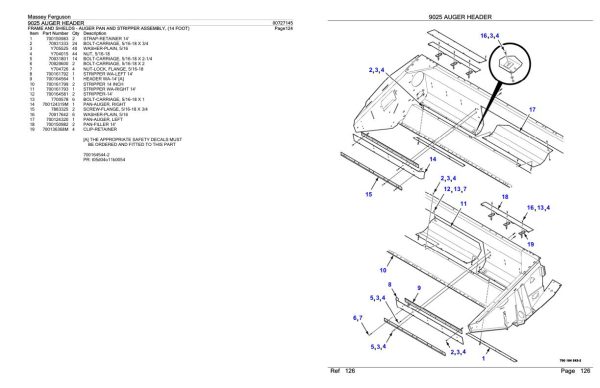 Massey Ferguson 9025 Auger Header Parts Catalog 00727145 2