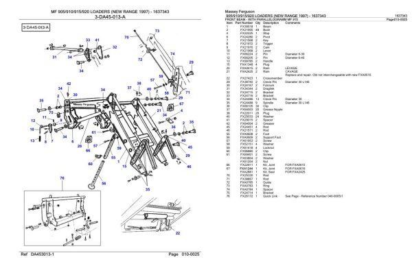 Massey Ferguson 905 910 915 920 Loader New Range 1997 1637343 2
