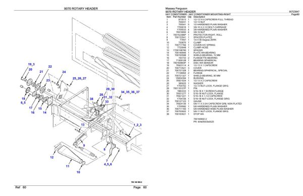 Massey Ferguson 9070 Rotary Header Parts Catalog 00723847 2