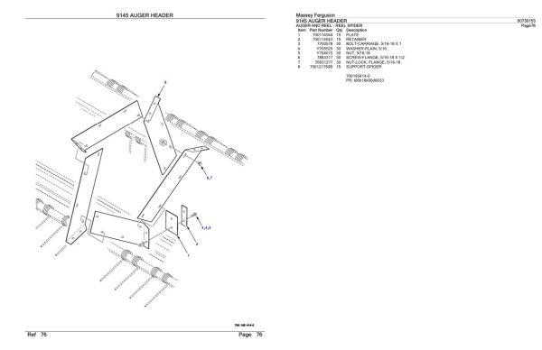 Massey Ferguson 9145 Auger Header Parts Catalog 00730153 1