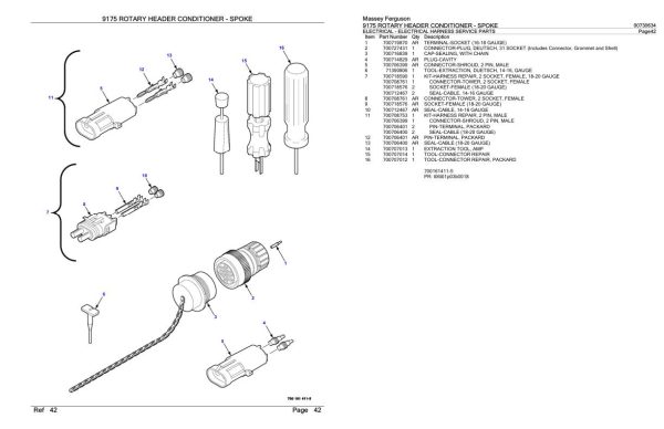 Massey Ferguson 9175 Rotary Header Conditioner Spoke Parts Catalog 00730634 2