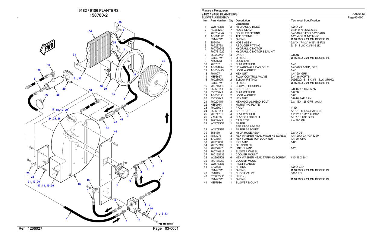 Massey Ferguson 9182 9186 Planter Parts Catalog 79036413 1
