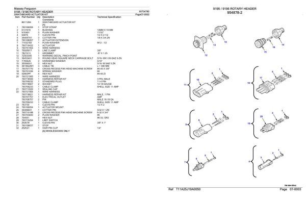 Massey Ferguson 9195 9196 Rotary Header Parts Catalog 00734782 2