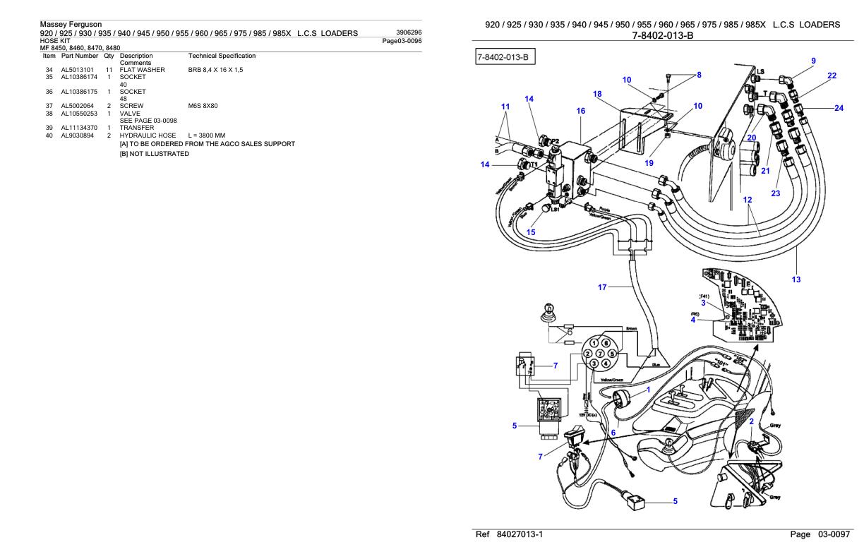 Massey Ferguson 920 to 985X L.C.S Loader Parts Catalog 3906296 1