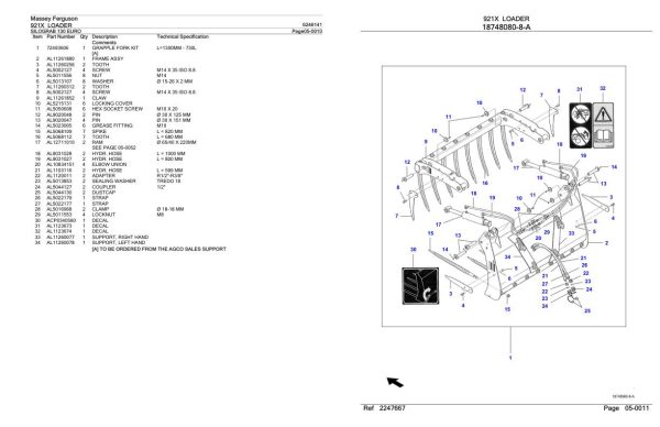 Massey Ferguson 921X Loader Parts Catalog 6246141 1