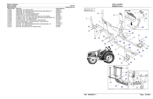 Massey Ferguson 926X Loader Parts Catalog 6246142 1