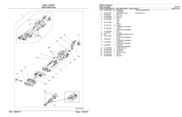 Massey Ferguson 926X Loader Parts Catalog 6246142 2