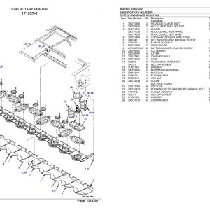Massey Ferguson 9296 Rotary Header Parts Catalog 652199 1