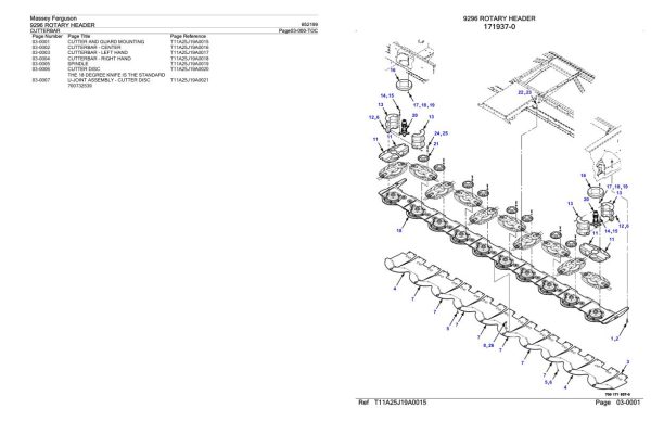 Massey Ferguson 9296 Rotary Header Parts Catalog 652199 2