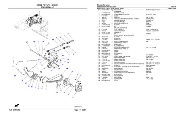 Massey Ferguson 9316D Rotary Header Parts Catalog 652428 1