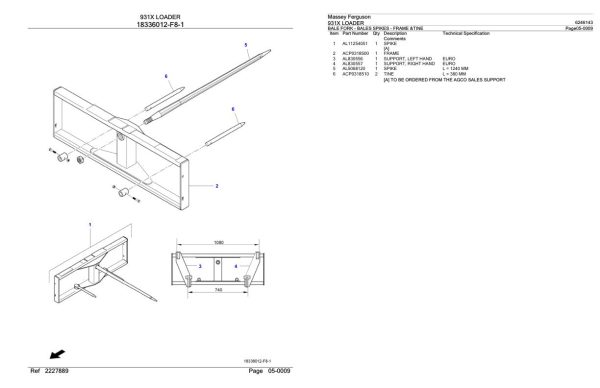 Massey Ferguson 931X Loader Parts Catalog 6246143 2