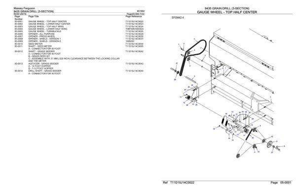 Massey Ferguson 9435 Grain Drill 3 Section Parts Catalog 651954 1
