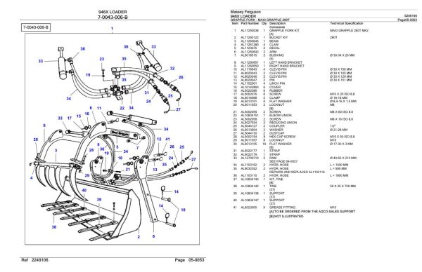 Massey Ferguson 946X Loader Parts Catalog 6246146 2