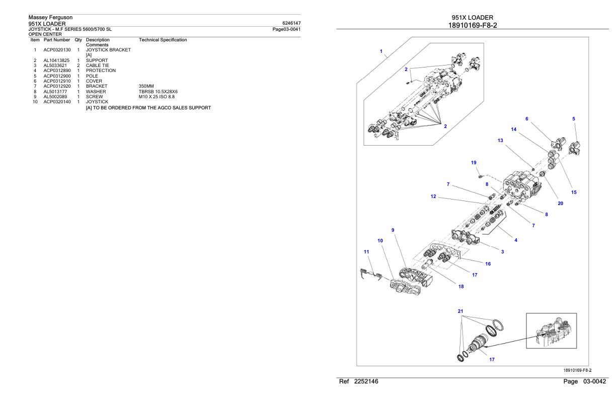 Massey Ferguson 951X Loader Parts Catalog 6246147 1