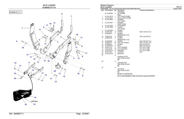 Massey Ferguson 951X Loader Parts Catalog 6246147 2