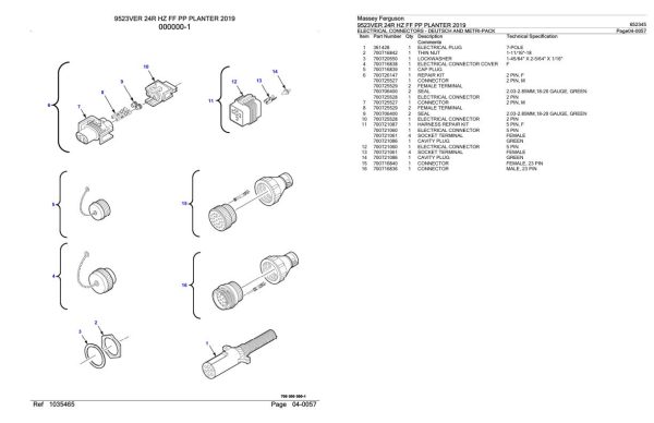 Massey Ferguson 9523VER 24R HZ FF PP Planter 2019 Parts Catalog 652345 1