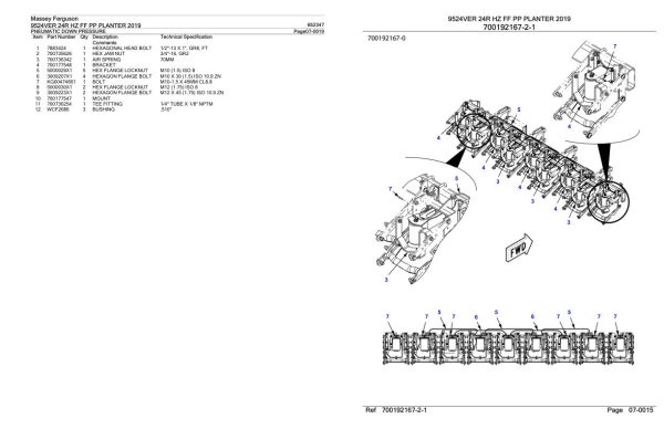 Massey Ferguson 9524VER 24R HZ FF PP Planter 2019 Parts Catalog 652347 1