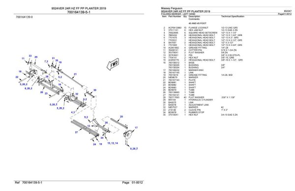 Massey Ferguson 9524VER 24R HZ FF PP Planter 2019 Parts Catalog 652347 2