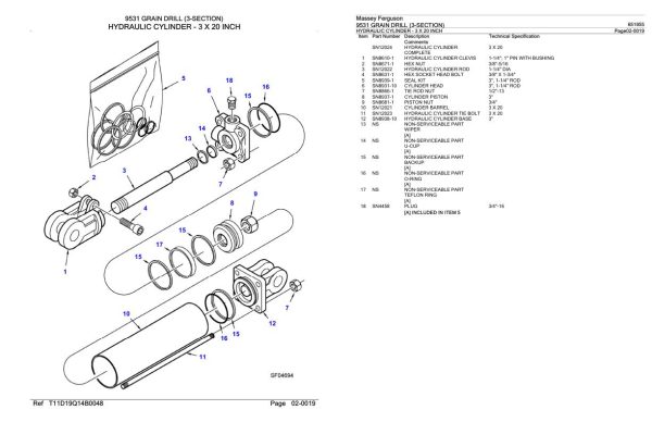 Massey Ferguson 9531 Grain Drill 3 Section Parts Catalog 651955 2