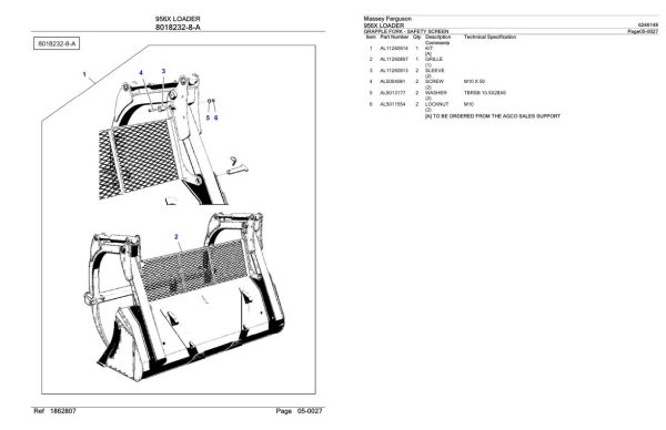 Massey Ferguson 956X Loader Parts Catalog 6246148 1