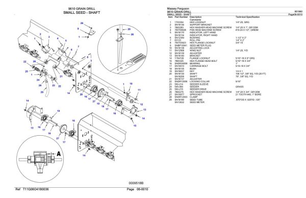 Massey Ferguson 9610 Grain Drill Parts Catalog 651960 1