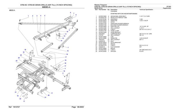 Massey Ferguson 9750 50 9750 60 Grain Drills Air Till 15 Inch Spacing Parts Catalog 651969 1