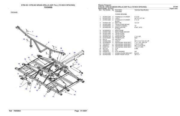 Massey Ferguson 9750 50 9750 60 Grain Drills Air Till 15 Inch Spacing Parts Catalog 651969 2