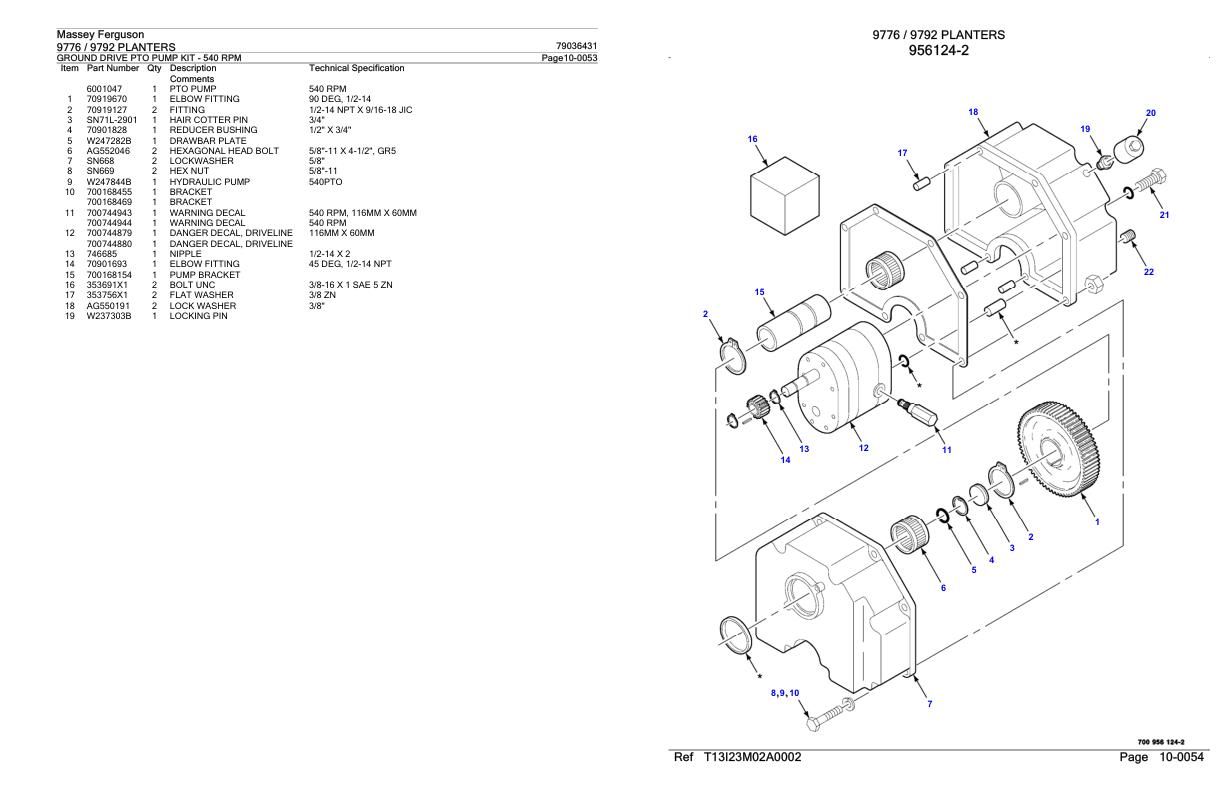 Massey Ferguson 9776 9792 Planter Parts Catalog 79036431 1