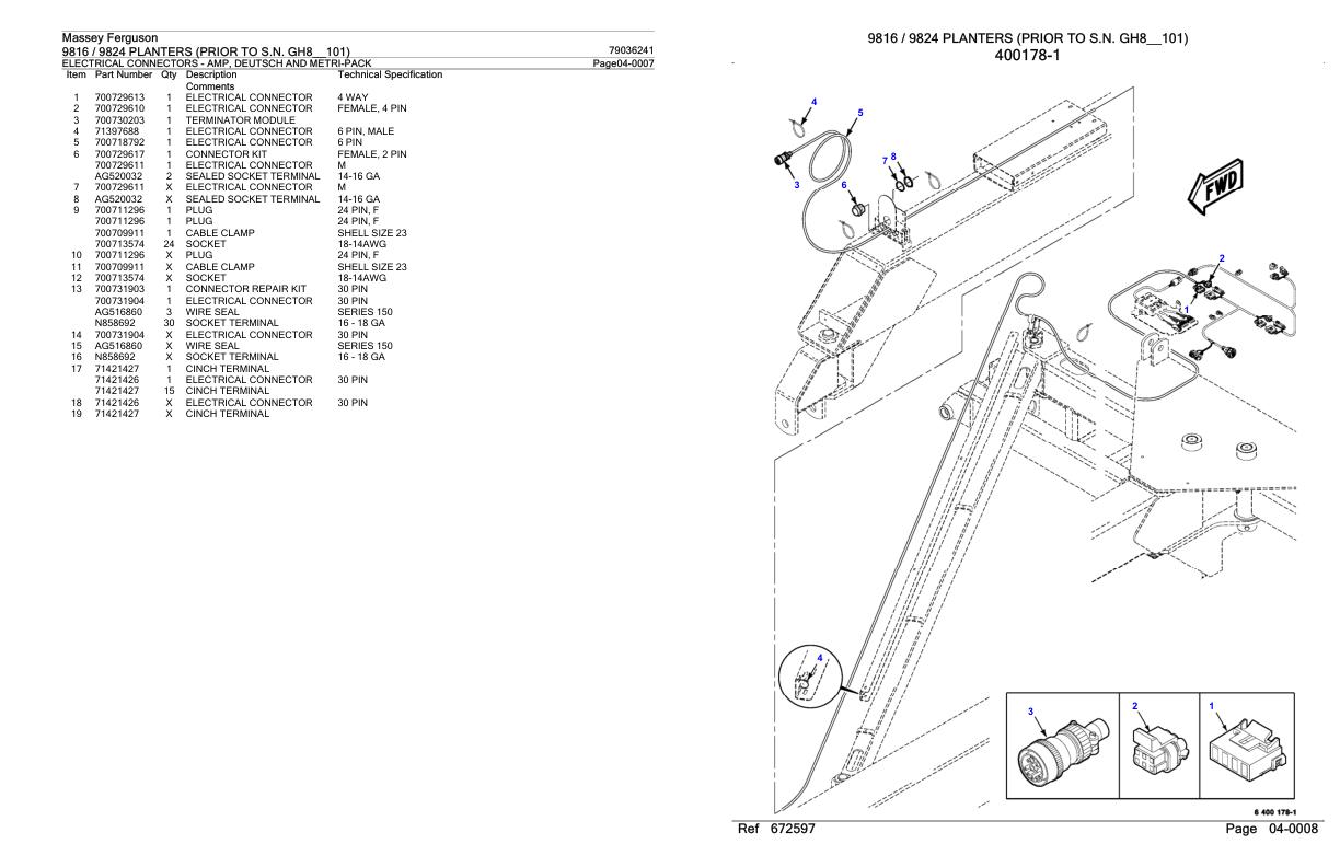 Massey Ferguson 9816 9824 Planter Parts Catalog 79036241 1