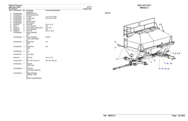 Massey Ferguson 9920 Air Cart Parts Catalog 651971 1