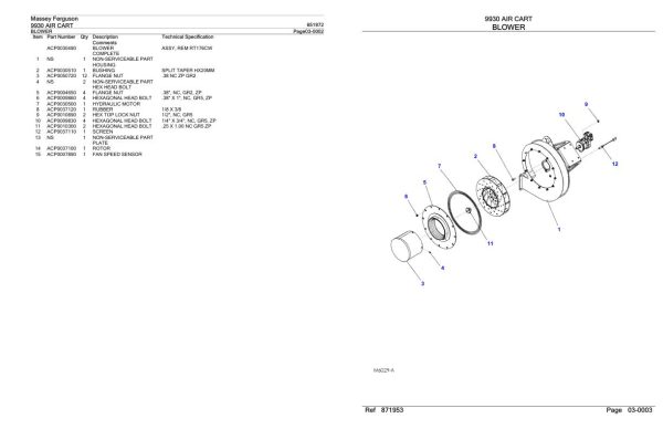 Massey Ferguson 9930 Air Cart Parts Catalog 651972 2